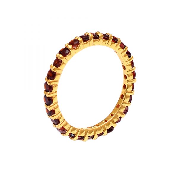 14 k Gold Garnet Dainty Minimal Ring Wedding Band