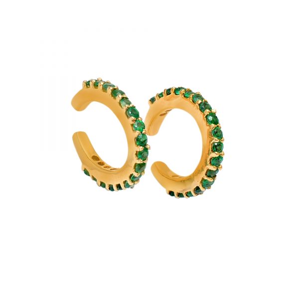 Dainty Emerald Ear Cuff In 14 K Gold
